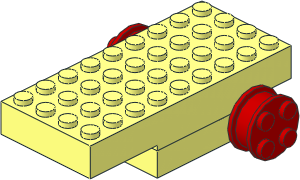 Motor Pull Back 4 x 9 x 2 with 2 Red Wheels with 4 Studs Motor Pull Back 4 x 9 x 2 with 2 Red Wheels with 4 Studs