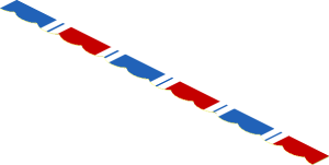 ~Sticker  2.6 x  7 with White/Red/Blue Stripes - Scalloping