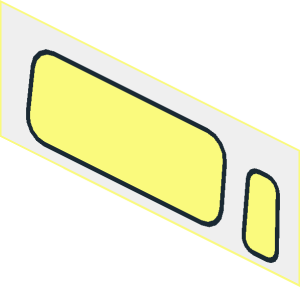 ~Windscreen  3 x 10 x  3 with one Large and one Small Window with Black Rounded Frame on White Background, Pattern only