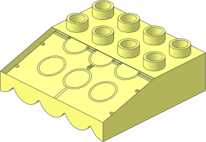 ~Duplo Roof Sloped 33  4 x  4 with  9 Bottom Tubes with Awning Overhang without Patternable Surfaces