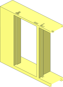 ~Frame  2 x 16 x  6 with  3 Openings and  4 Studs on Front - Half Frame