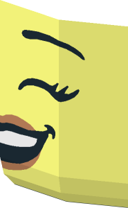 ~Minifig Head Female with Black Eyebrows, Eyelashes, Nougat Lips, Smile, Teeth, Closed Eyes Half Pattern