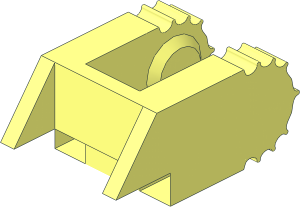~Hinge Tile  2 x  4 with Ribs Locking without Rear Reinforcements - Hinge  7 Teeth