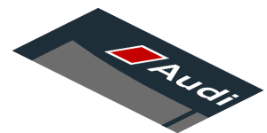 ~Sticker  1.8 x  4 with Dark Grey Rear Windshield with Black Air Vents and White Audi Logo on White Face - First Face
