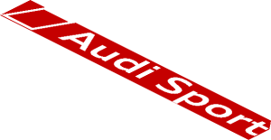 ~Sticker  1.8 x  1.8 with "Audi Sport" Logo on Black and White Background Right - Text and Logo