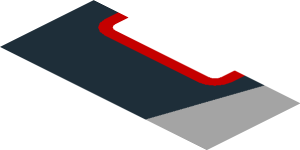 ~Sticker  1.9 x  0.8 with Red "P1" and Grey Triangle on Black Background Right - Third Face