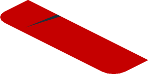 ~Sticker  0.8 x  1.9 with Black Arc on Red Background Left - Sixth Face