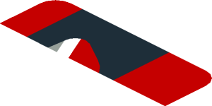 ~Sticker  0.8 x  1.9 with Black Arc on Red Background Right - First Face