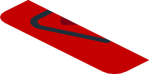 ~Sticker  0.8 x  1.9 with Black Arc on Red Background Right - Sixth Face