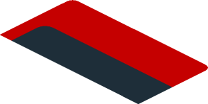 ~Sticker  4 x  1.8 with Black Trapezoid on Red Background Left - First Face