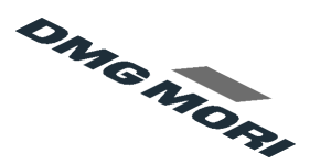 ~Sticker  3.0 x  1.8 with Black "DMG MORI" and White "919" in Red Frame and Dark Grey Lines on White Background - First Face