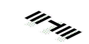 ~Sticker  0.8 x  1.9 with Black "PORSCHE ELLIGENT ORMANCE" on Black Halftone Stripes on White Background - Sixth Face