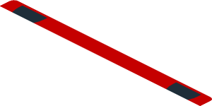 ~Sticker  1.9 x  3.8 with Black Air Vents and White "PORSCHE" on Red Background - First Face