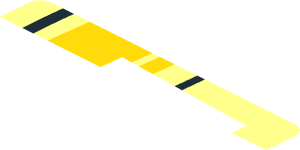 ~Sticker  1.9 x  1.8 with Door Outline with Black 16 in White Frame with Yellow Stripes on Transparent Background Right - First Face