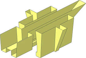 ~Boat Hull Floating 51 x 12 with Side Bulges - Clip for External Motor