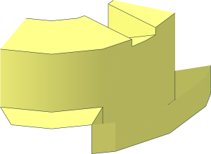 ~Tile  2 x  2 x  0.667 with Two Offset Round Extensions, Bottom - Quarter
