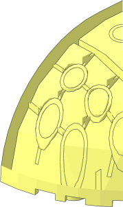 ~Brick  5 x  5 x  3.333 Corner Round with Dome Top and  2 x  2 Cutout - without Patternable Surfaces, Half