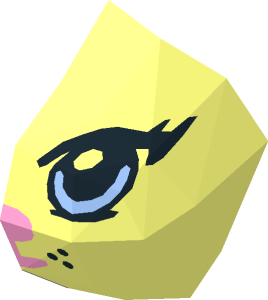 ~Animal Bunny Sitting with Bright Light Blue Eyes, Bright Pink Nose and Mouth and Black Whisker Dots Pattern - Face Half