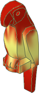 Animal Bird Parrot with Wide Beak and Tail with Marbled Red Pattern