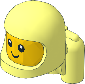 Minifig Baby Head with Space Helmet and Air Tanks and Yellow Face with Eyes and Smile Pattern Minifig Baby Head with Space Helmet and Air Tanks and Yellow Face with Eyes and Smile Pattern