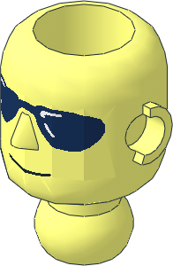 Technic Action Figure Head with Dark Blue Shades Pattern