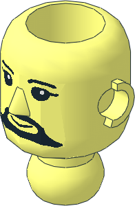 Technic Action Figure Head with Beard Pattern