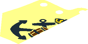 ~Sail 12 x 10 Trapezoidal with Black Crossed Anchors, Crown and Barrel Pattern - Half ~Sail 12 x 10 Trapezoidal with Black Crossed Anchors, Crown and Barrel Pattern - Half