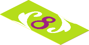 Sticker  0.9 x  1.9 with Magenta "8" on Lime Background