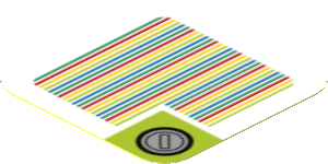 Sticker 1.8 x 1.8 with Bar Code and Red Coin Block, Square Corner