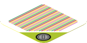 Sticker 1.8 x 1.8 with Bar Code and Red Coin Block, Triangle Corner