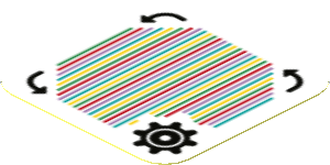 Sticker 1.8 x 1.8 with Bar Code and Customization Time Block, Gear and Curved Arrows, Zigzag Corner