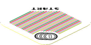Sticker 1.8 x 1.8 with Bar Code and Coins and 'START'