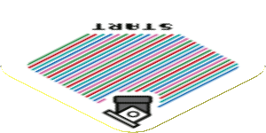 Sticker 1.8 x 1.8 with Bar Code and Cannon and 'START'