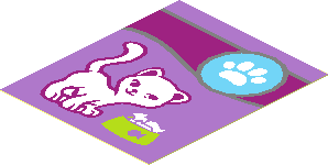 Sticker  2.3 x  1.9 with Paw Print, Cat and Food Bowl
