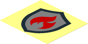 Sticker  3.2 x  3.7 with Fire Logo Badge