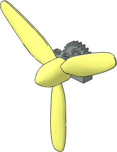 Propeller 3 Blade 15 Diameter with Light Grey Technic Brick and Gear 24t Propeller 3 Blade 15 Diameter with Light Grey Technic Brick and Gear 24t
