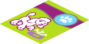 Sticker  2.3 x  1.9 with Paw Print, Dog and Food Bowl