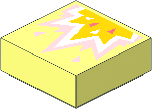 Tile  1 x  1 with Metallic Pink, White, and Yellow Explosion Pattern