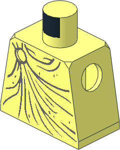 Minifig Torso with Dark Bluish Grey Robe Gather Lines, Wrinkles and Clasp at Right Shoulder Pattern