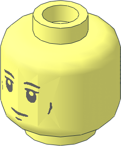 Minifig Head with Dark Bluish Grey Face Neutral / Frown 2-Sided Pattern