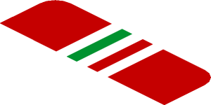 ~Sticker  0.8 x  1.9 with Ferrari Logo and Tricolor Stripe on Red Background - First Face