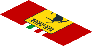 ~Sticker  0.8 x  1.9 with Ferrari Logo and Tricolor Stripe on Red Background -  Third Face