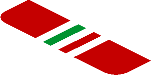 ~Sticker  0.8 x  1.9 with Ferrari Logo and Tricolor Stripe on Red Background - Sixth Face