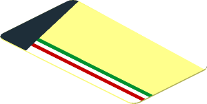 ~Sticker  1.0 x  1.8 with Red Santander Logo and Tricolor Stripe on White Background Right - Common Part To Be Mirrored