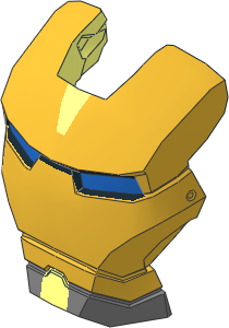 Minifig Helmet Visor Iron Man with Gold Face, Blue Eyes Pattern