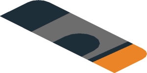 ~Sticker  0.8 x  1.9 with Black Air Vent on Grey Stripe on Black and Orange Background Right - First Face