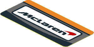 Sticker 0.8 x 1.8 with McLaren Logo in White Frame on Black and Orange Background Sticker 0.8 x 1.8 with McLaren Logo in White Frame on Black and Orange Background