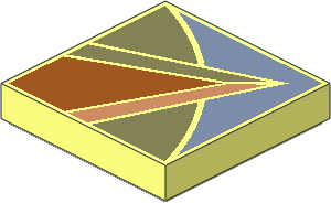 Tile  2 x  2 with Groove with Dark Orange, Olive Green, Nougat, and Sand Blue Pattern