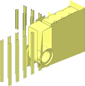 ~Brick  8 x 10 x  2 with  6 x 10 Cutout and  8 Pin Holes on Sides Quarter