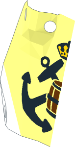 ~Sail 12 x 10 Trapezoidal with Black Crossed Anchors, Crown and Barrel Pattern (Formed) - Half